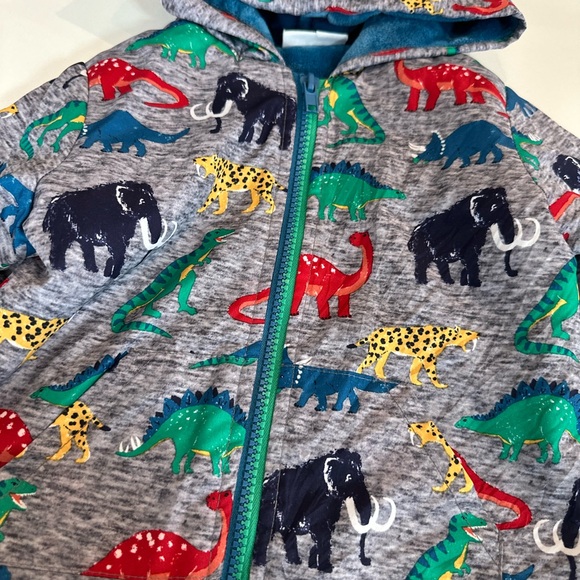Baby Dinosaur & Prehistoric Animals Print Fleece Lined Hooded Jacket size 18M - Picture 3 of 10